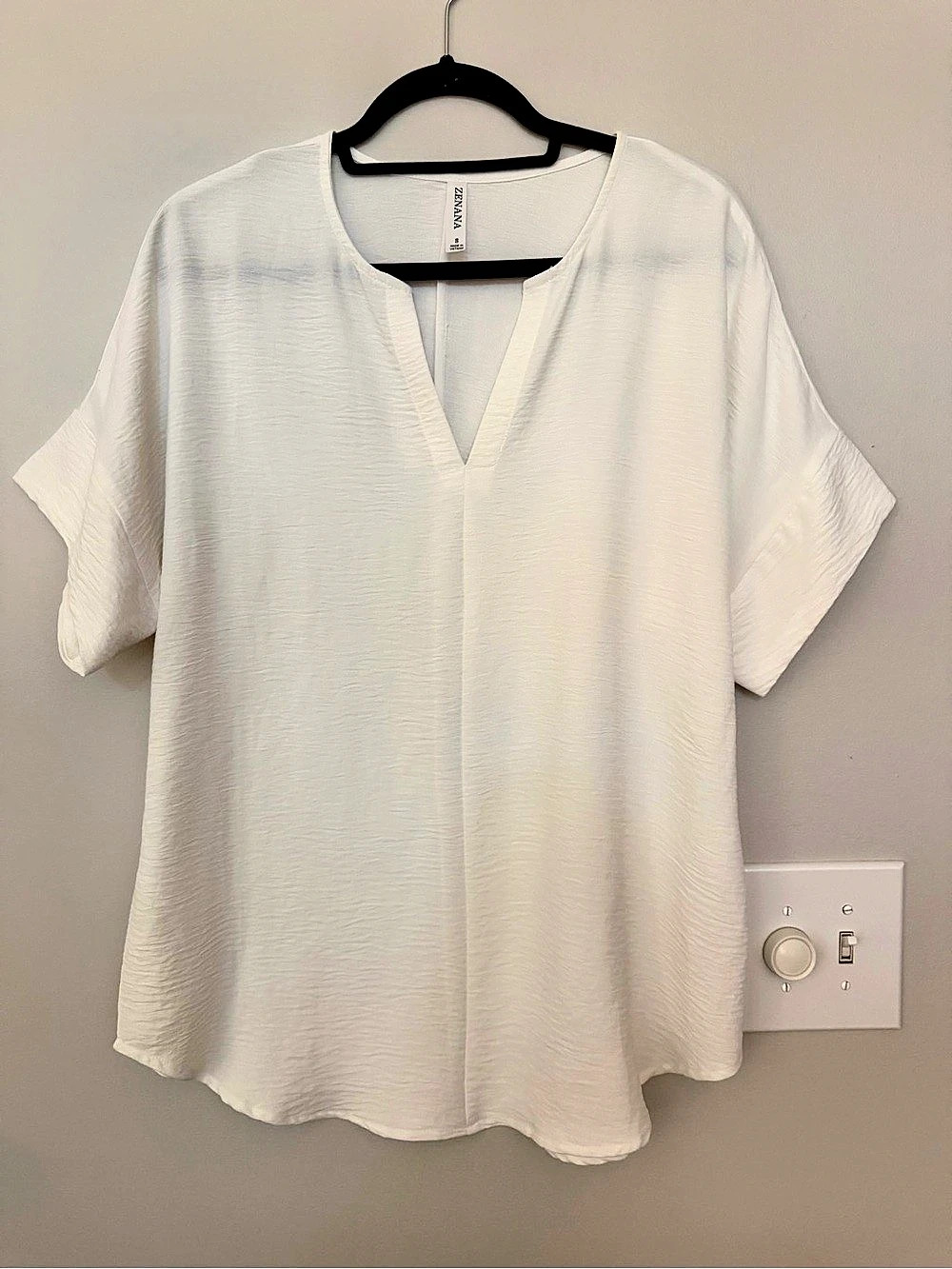 ZENANA White V-Neck Blouse